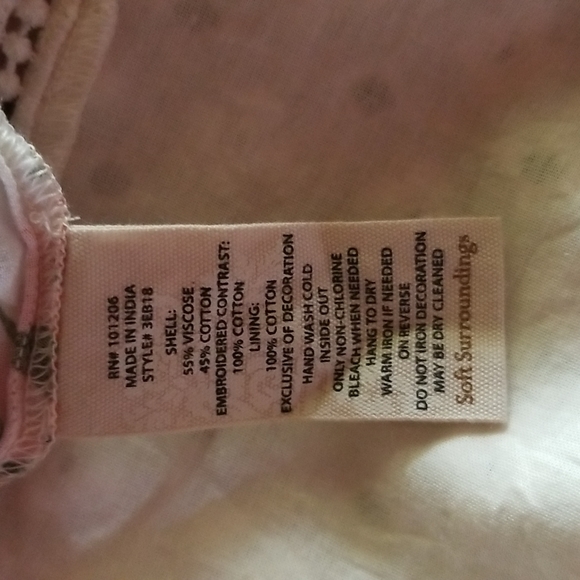 Soft Surroundings Floral Semi Sheer Long Sleeve Blouse Sz PM - Picture 8 of 8